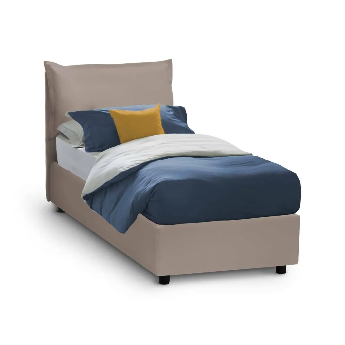 Letto singolo contenitore tortora 180x220cm rete inclusa - Adet