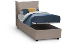 Letto singolo contenitore tortora 180x220cm rete inclusa - Adet