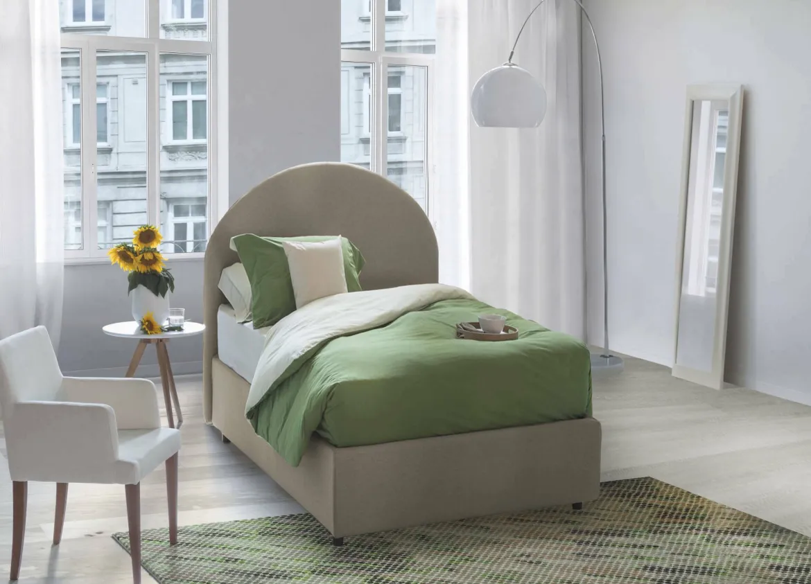 Letto singolo contenitore tortora 95x205cm adatto per materasso 190x80 cm - Amantea