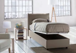 Letto singolo contenitore tortora 95x205cm elegante - Grecale