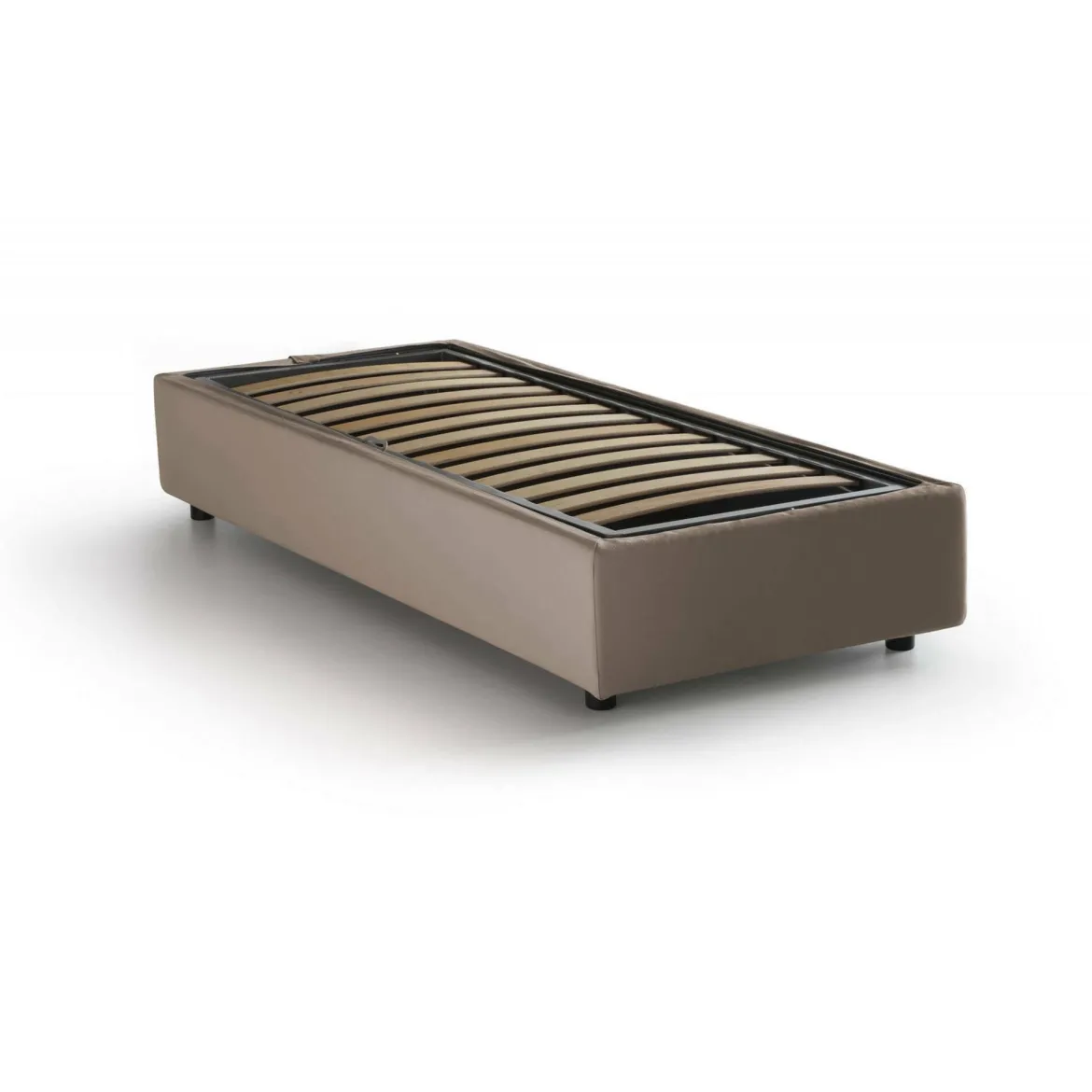 Letto singolo contenitore tortora 95x205cm moderno - Arcisate