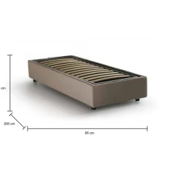 Letto singolo contenitore tortora 95x205cm moderno - Arcisate
