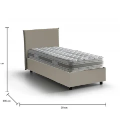 Letto singolo contenitore tortora 95x205cm rivestito in ecopelle - Adrama
