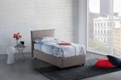 Letto singolo contenitore tortora 95x205cm sfoderabile - Argentino