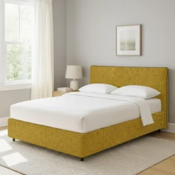 Letto Singolo Giallo Ocra Sfoderabile Contenitore, Dimensione Materasso 90x200 cm - Carbone