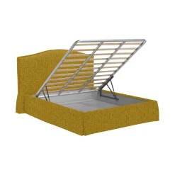 Letto Singolo Giallo Ocra Sfoderabile Contenitore, Dimensione Materasso 90x200 cm - Copparo
