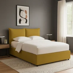 Letto Singolo Giallo Ocra Sfoderabile Contenitore, Dimensione Materasso 90x200 cm - Maccagno
