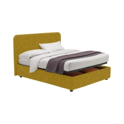 Letto Singolo Giallo Ocra Sfoderabile Contenitore, Dimensione Materasso 90x200 cm - Serrone