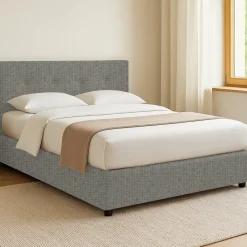 Letto Singolo Grigio Cenere Sfoderabile Contenitore, Dimensione Materasso 90x190 cm - Fiumalbo