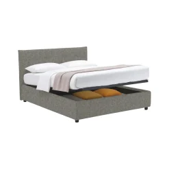 Letto Singolo Grigio Cenere Sfoderabile Contenitore, Dimensione Materasso 90x190 cm - Fiumalbo