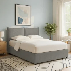 Letto Singolo Grigio Cenere Sfoderabile Contenitore, Dimensione Materasso 90x190 cm - Sinio