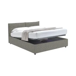 Letto Singolo Grigio Cenere Sfoderabile Contenitore, Dimensione Materasso 90x190 cm - Supino