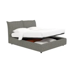 Letto Singolo Grigio Cenere Sfoderabile Contenitore, Dimensione Materasso 90x200 cm - Maccagno