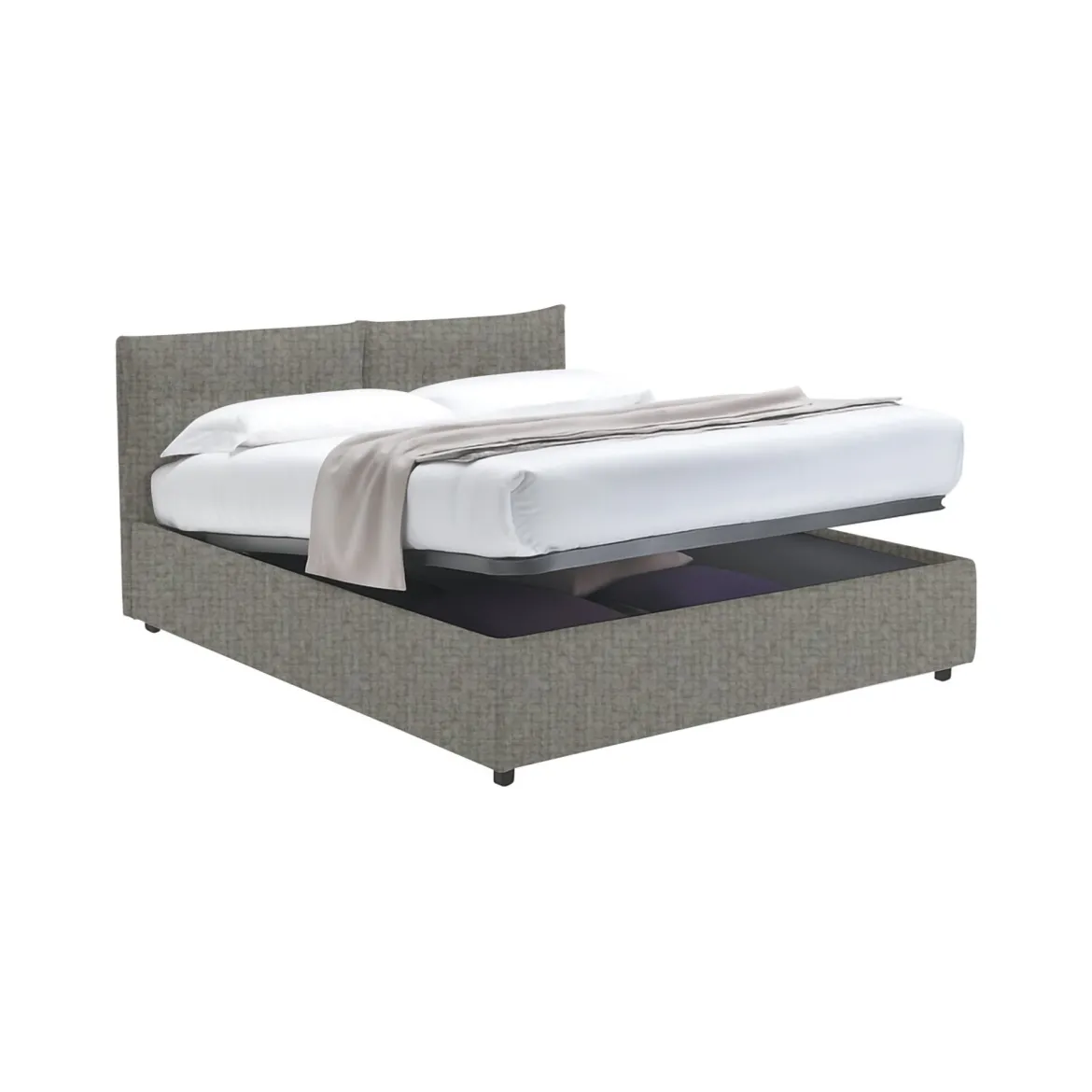 Letto Singolo Grigio Cenere Sfoderabile Contenitore, Dimensione Materasso 90x200 cm - Oncino