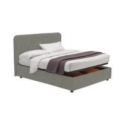 Letto Singolo Grigio Cenere Sfoderabile Contenitore, Dimensione Materasso 90x200 cm - Serrone
