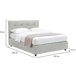 Letto Singolo Grigio Chiaro Sfoderabile Contenitore, Dimensione Materasso 90x190 cm - Fiumalbo