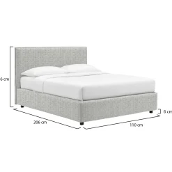 Letto Singolo Grigio Chiaro Sfoderabile Contenitore, Dimensione Materasso 90x190 cm - Ripi