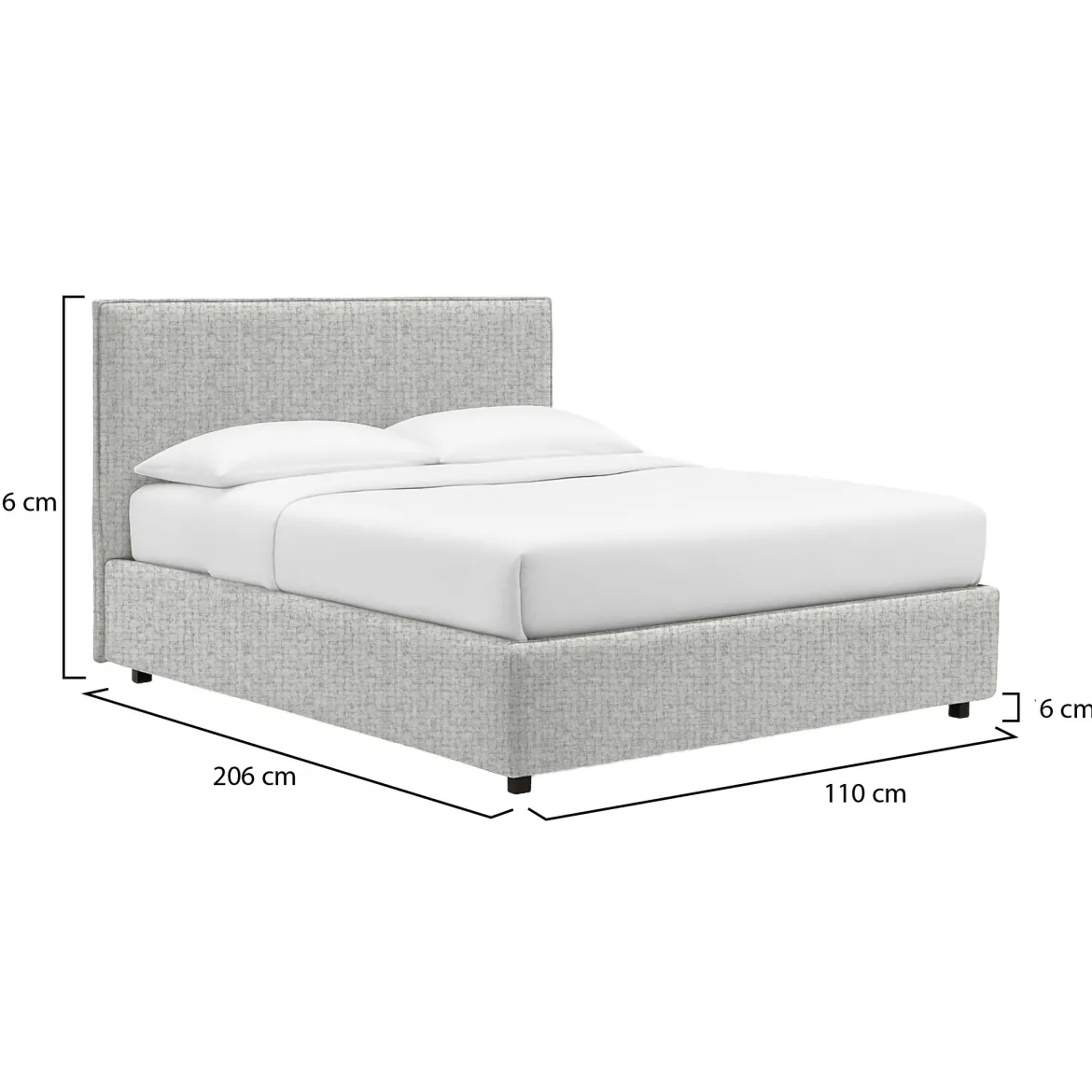 Letto Singolo Grigio Chiaro Sfoderabile Contenitore, Dimensione Materasso 90x190 cm - Ripi