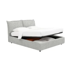 Letto Singolo Grigio Chiaro Sfoderabile Contenitore, Dimensione Materasso 90x190 cm - Sinio