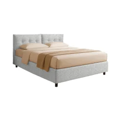 Letto Singolo Grigio Chiaro Sfoderabile Contenitore, Dimensione Materasso 90x190 cm - Supino
