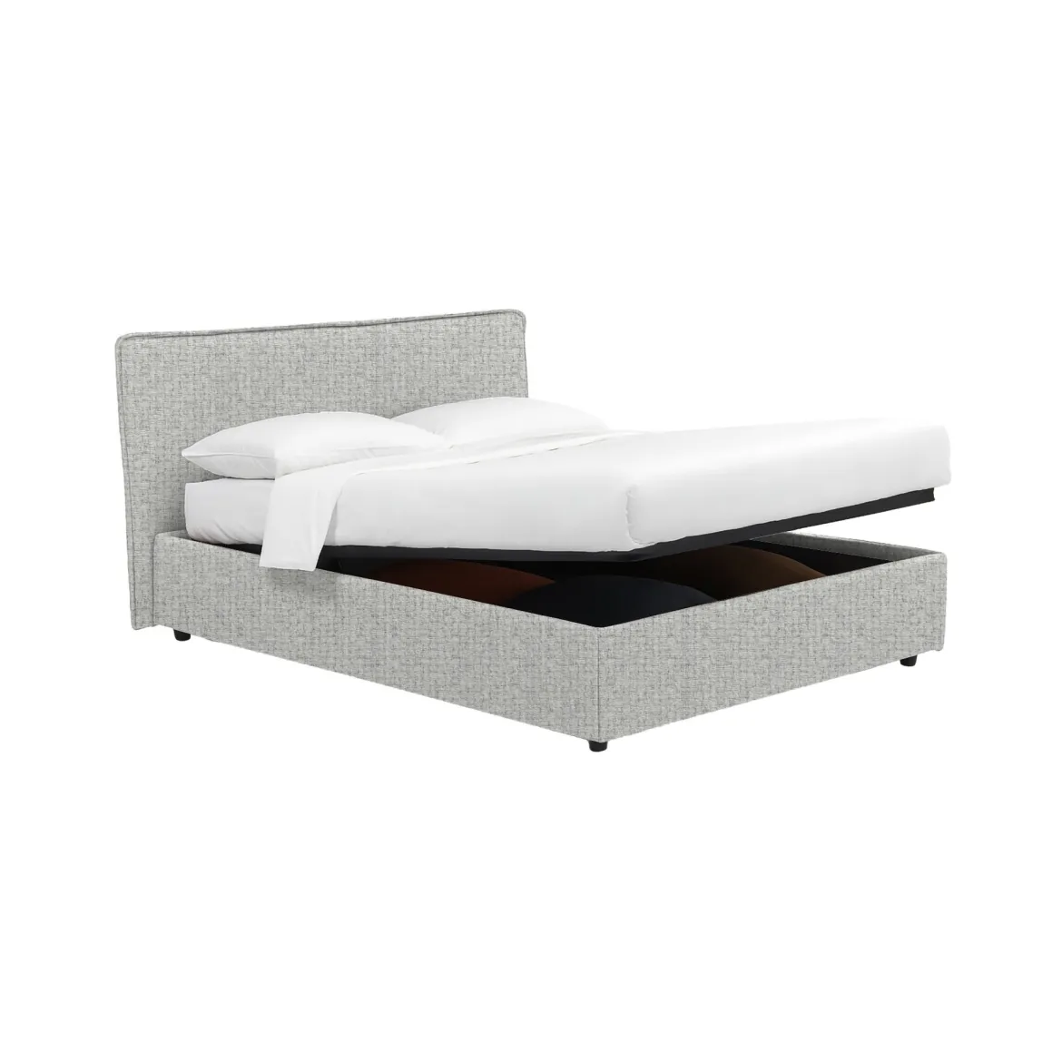 Letto Singolo Grigio Chiaro Sfoderabile Contenitore, Dimensione Materasso 90x200 cm - Cerzeto