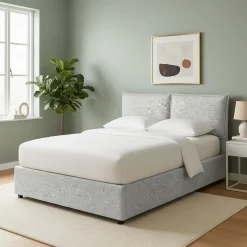 Letto Singolo Grigio Chiaro Sfoderabile Contenitore, Dimensione Materasso 90x200 cm - Maccagno