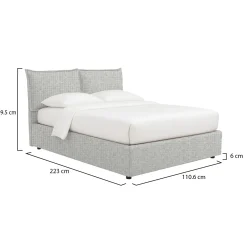 Letto Singolo Grigio Chiaro Sfoderabile Contenitore, Dimensione Materasso 90x200 cm - Maccagno