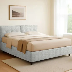 Letto Singolo Grigio Chiaro Sfoderabile Contenitore, Dimensione Materasso 90x200 cm - Oncino