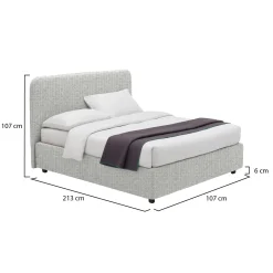 Letto Singolo Grigio Chiaro Sfoderabile Contenitore, Dimensione Materasso 90x200 cm - Serrone