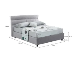 Letto Singolo Grigio Materasso Incluso Sfoderabile, Contenitore Made in Italy - Adalpina
