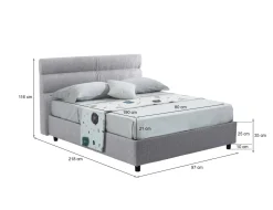 Letto Singolo Grigio Materasso Incluso Sfoderabile, Contenitore Made in Italy - Brendola