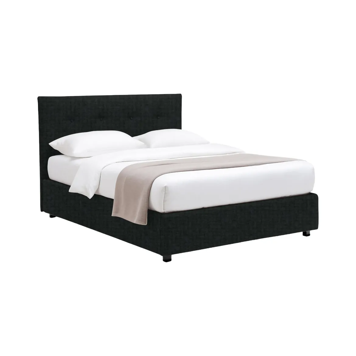 Letto Singolo Grigio Scuro Sfoderabile Contenitore, Dimensione Materasso 90x190 cm - Fiumalbo