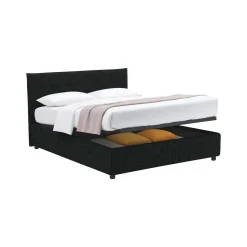Letto Singolo Grigio Scuro Sfoderabile Contenitore, Dimensione Materasso 90x190 cm - Fiumalbo