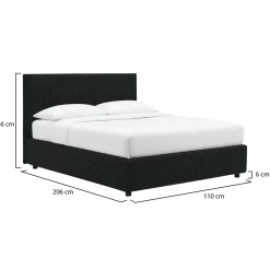 Letto Singolo Grigio Scuro Sfoderabile Contenitore, Dimensione Materasso 90x190 cm - Ripi