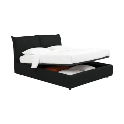 Letto Singolo Grigio Scuro Sfoderabile Contenitore, Dimensione Materasso 90x190 cm - Rosora