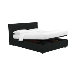 Letto Singolo Grigio Scuro Sfoderabile Contenitore, Dimensione Materasso 90x200 cm - Cerzeto