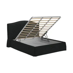 Letto Singolo Grigio Scuro Sfoderabile Contenitore, Dimensione Materasso 90x200 cm - Iudica