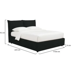 Letto Singolo Grigio Scuro Sfoderabile Contenitore, Dimensione Materasso 90x200 cm - Lapedona