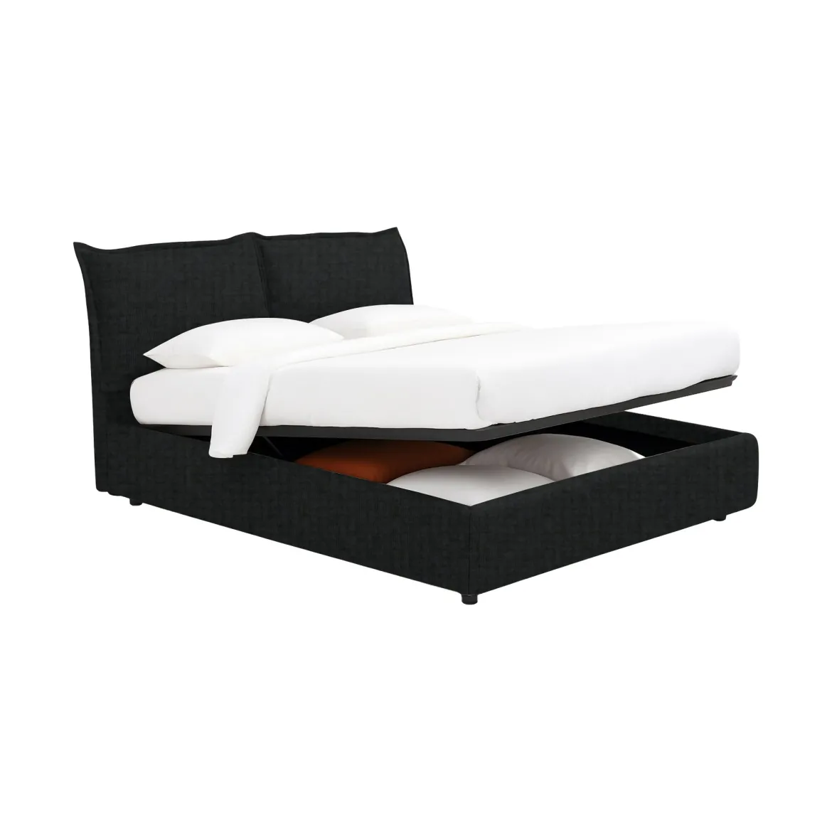 Letto Singolo Grigio Scuro Sfoderabile Contenitore, Dimensione Materasso 90x200 cm - Lapedona