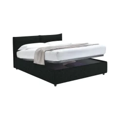Letto Singolo Grigio Scuro Sfoderabile Contenitore, Dimensione Materasso 90x200 cm - Oncino