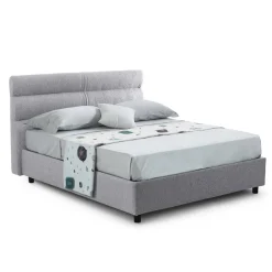 Letto Singolo Grigio Sfoderabile Contenitore, Dimensione Materasso 80x190 cm Made in Italy - Brez