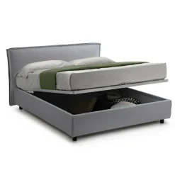 Letto Singolo Grigio Sfoderabile Contenitore, Dimensione Materasso 80x190 cm Made in Italy - Brusson