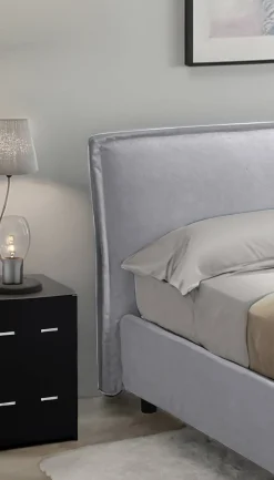 Letto Singolo Grigio Sfoderabile Contenitore, Dimensione Materasso 80x190 cm Made in Italy - Brusson