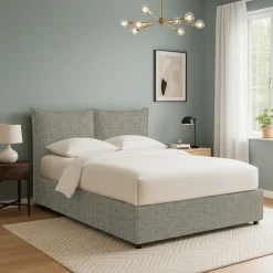 Letto Singolo Grigio Sfoderabile Contenitore, Dimensione Materasso 90x200 cm - Lapedona