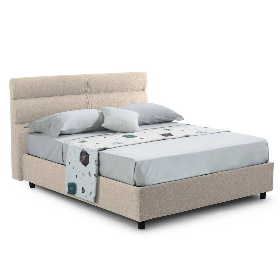Letto Singolo Grigio Tortora Sfoderabile Contenitore, Dimensione Materasso 80x190 cm Made in Italy - Brusson