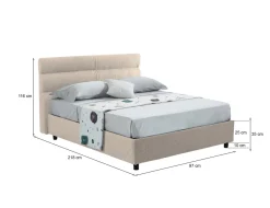 Letto Singolo Grigio Tortora Sfoderabile Contenitore, Dimensione Materasso 80x190 cm Made in Italy - Brusson