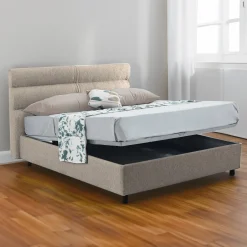Letto Singolo Grigio Tortora Sfoderabile Contenitore, Dimensione Materasso 80x190 cm Made in Italy - Brusson
