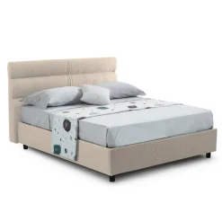 Letto Singolo Grigio Tortora Sfoderabile Contenitore, Dimensione Materasso 80x200 cm Made in Italy - Bruino