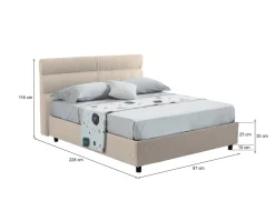 Letto Singolo Grigio Tortora Sfoderabile Contenitore, Dimensione Materasso 80x200 cm Made in Italy - Bruino