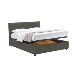 Letto Singolo Grigio Tortora Sfoderabile Contenitore, Dimensione Materasso 90x190 cm - Fiumalbo